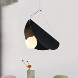 Contemporary Curved Hanging Pendant Light - Black/Grey Metal Suspension For Bedroom