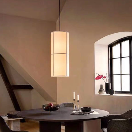 Minimalist White Suspended Fabric Pendant Lamp For Dining Room / 7