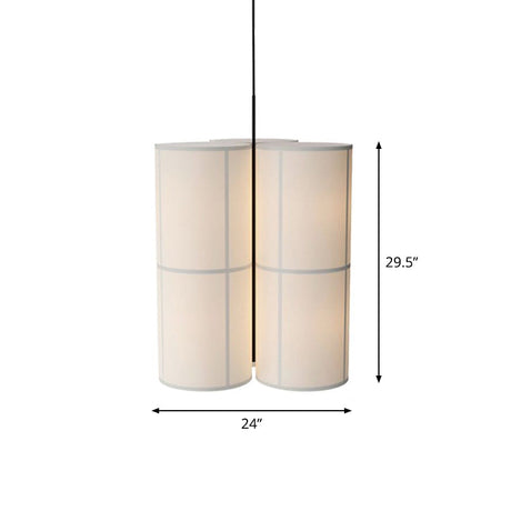 Minimalist White Suspended Fabric Pendant Lamp For Dining Room