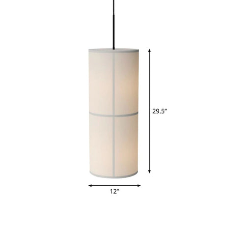 Minimalist White Cylindrical Suspension Lamp - 1 Head Fabric Ceiling Pendant For Dining Room