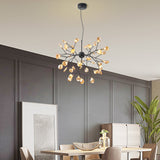 Artistic Heracleum Led Chandelier With Tan Blown Glass For Dining Room Ceiling
