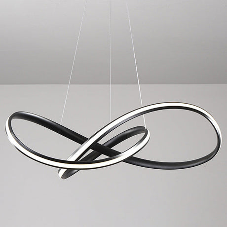 Modern Metal Led Chandelier For Dining Room - Seamless Curve Pendant Light Black / 19.5’ Warm