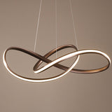 Modern Metal Led Chandelier For Dining Room - Seamless Curve Pendant Light Coffee / 19.5’ Natural
