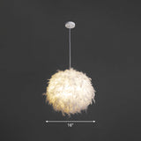 White Minimalistic Bedroom Pendant Light With Feather Detail