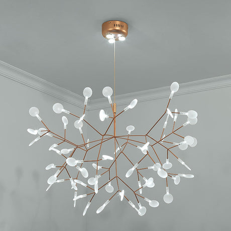Bronze Acrylic Led Pendant Light: Designer Heracleum Chandelier For Living Room 63 / White