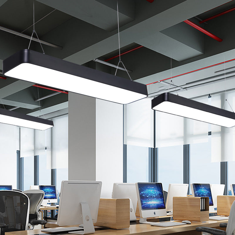 Rectangle Metal Led Pendant Light With Acrylic Diffuser For Office