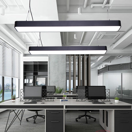 Rectangle Metal Led Pendant Light With Acrylic Diffuser For Office