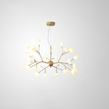 Designer Gold Acrylic Leaf Hanging Chandelier Pendant Ceiling Light For Bedroom / 23.5 Branch