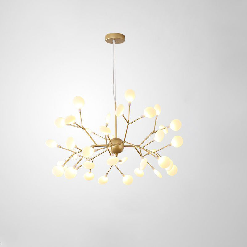 Designer Gold Acrylic Leaf Hanging Chandelier Pendant Ceiling Light For Bedroom