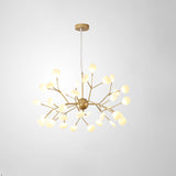 Designer Gold Acrylic Leaf Hanging Chandelier Pendant Ceiling Light For Bedroom