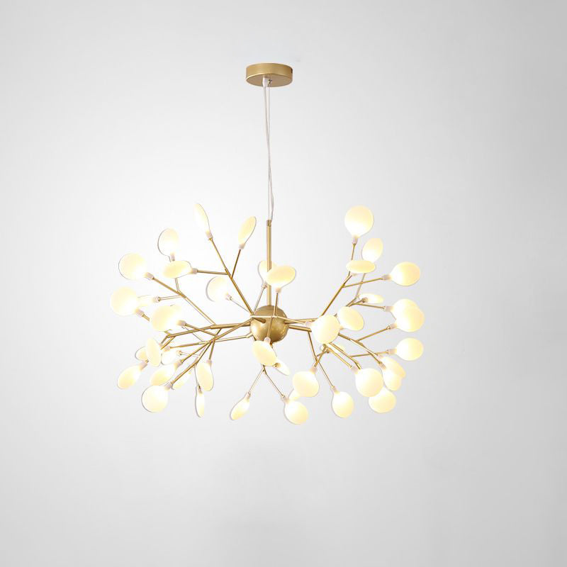 Designer Gold Acrylic Leaf Hanging Chandelier Pendant Ceiling Light For Bedroom / 23.5 Tree