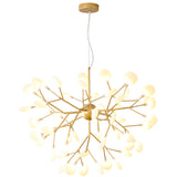 Designer Gold Acrylic Leaf Hanging Chandelier Pendant Ceiling Light For Bedroom
