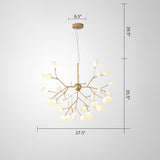 Designer Gold Acrylic Leaf Hanging Chandelier Pendant Ceiling Light For Bedroom