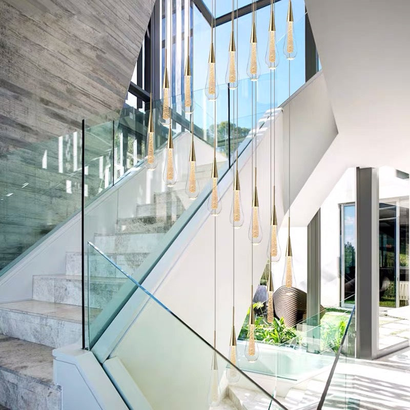Clear Crystal Glass Suspension Pendant Light In Gold - Decorative Waterdrop Design Perfect For
