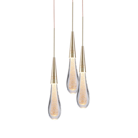 Clear Crystal Glass Suspension Pendant Light In Gold - Decorative Waterdrop Design Perfect For