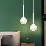 Simple Style Glass Ball Pendant Lamp For Bedroom - 1-Light Suspension Lighting