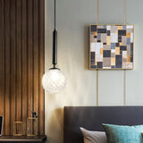 Simple Style Glass Ball Pendant Lamp For Bedroom - 1-Light Suspension Lighting