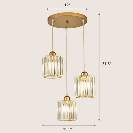 Contemporary Prismatic Crystal Pendant Cluster Light For Stairs