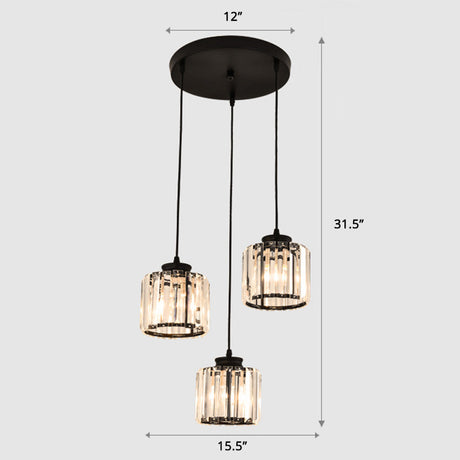 Contemporary Prismatic Crystal Pendant Cluster Light For Stairs