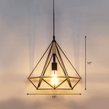 Rustic Wood And Rope Hanging Pendant Light For Restaurants With Single Cage Shade