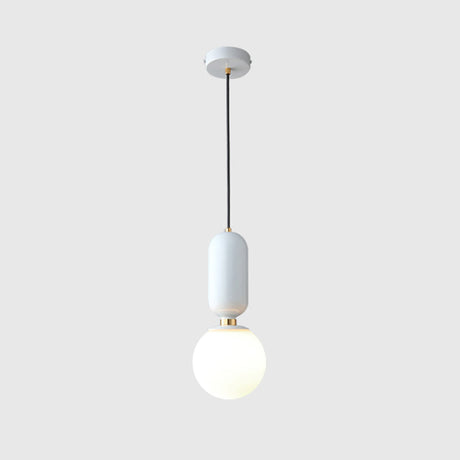 Milky Glass Ball Pendant Lamp - Simplicity 1-Bulb Lighting Fixture For Living Room White / 6.5