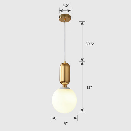 Milky Glass Ball Pendant Lamp - Simplicity 1-Bulb Lighting Fixture For Living Room