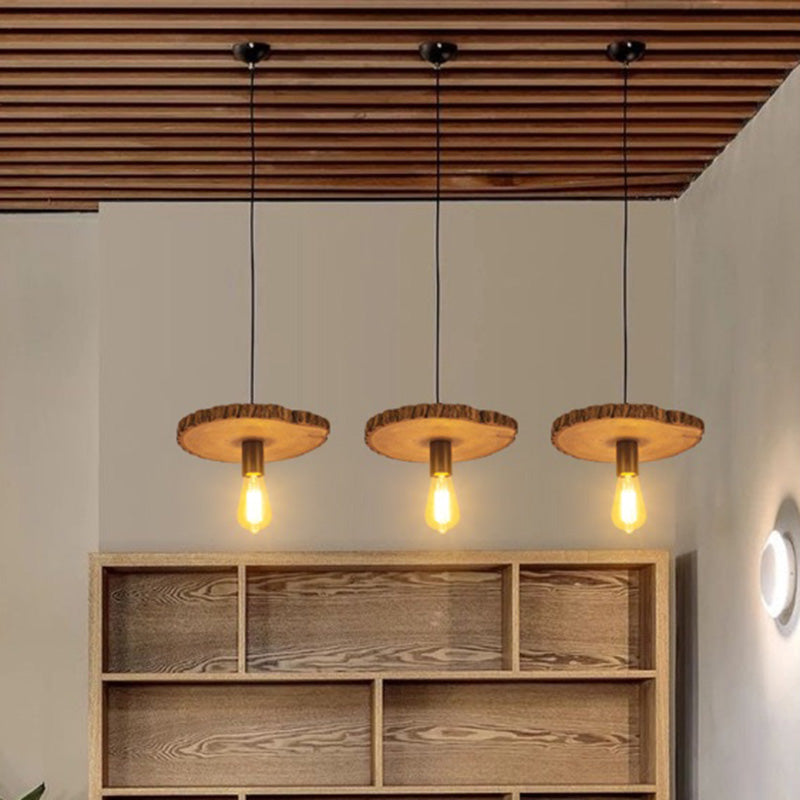 Nordic Wooden Ceiling Lamp: Tree Trunk Slice Design 1-Bulb Pendant Light For Dining Room Wood / Not