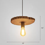 Nordic Wooden Ceiling Lamp: Tree Trunk Slice Design 1-Bulb Pendant Light For Dining Room