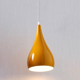 Teardrop Shaped Macaron Metal Pendant Light Fixture - 1 Ceiling Suspension For Dining Room Orange /