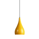 Teardrop Shaped Macaron Metal Pendant Light Fixture - 1 Ceiling Suspension For Dining Room Yellow /