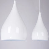 Teardrop Shaped Macaron Metal Pendant Light Fixture - 1 Ceiling Suspension For Dining Room White /