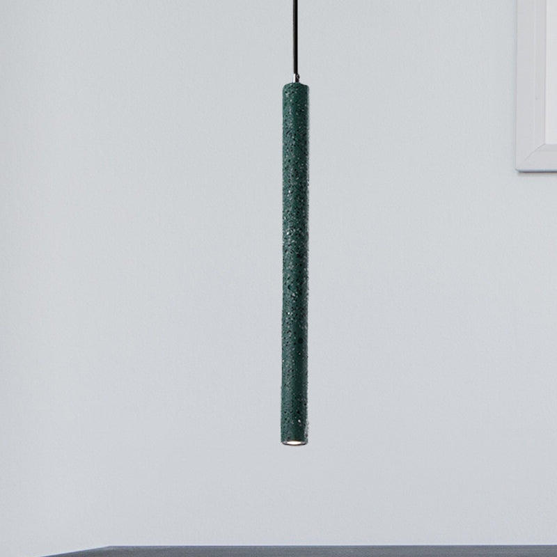 Nordic Cement Tube Pendant Light 1 Yellow/Blue/Green Hangs 12 Or 21.5H
