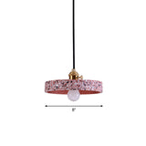 Terrazzo Single Simplicity Pendant Lamp: Round Bedside Hanging Light Fixture With Rotary Switch