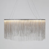 Led Chain Fringe Chandelier - Minimalistic Metal Pendant Light For Living Room Silver / 15.5