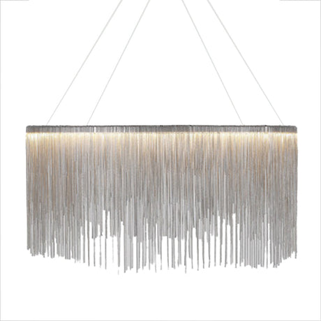 Led Chain Fringe Chandelier - Minimalistic Metal Pendant Light For Living Room