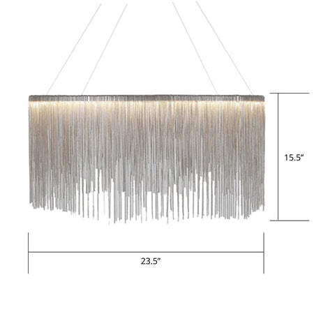 Led Chain Fringe Chandelier - Minimalistic Metal Pendant Light For Living Room