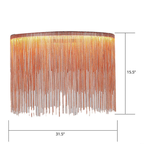 Led Chain Fringe Chandelier - Minimalistic Metal Pendant Light For Living Room