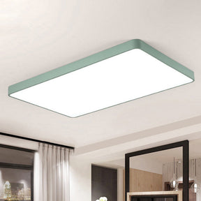 Rectangular Flush Mount Led Ceiling Light Fixture For Living Room - Macaron Acrylic Design Green /