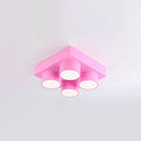 Creative Led Flush Mount Ceiling Light For Kids’ Kindergarten With Toy Brick Design Pink / White