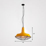 Loft Style Barn Pendant Light With Metal Shade And Tapered Cage Design