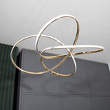 Gold Plated Pendant Chandelier: Minimalistic Metal Led Suspension Light For Restaurants