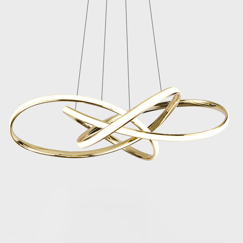Gold Plated Pendant Chandelier: Minimalistic Metal Led Suspension Light For Restaurants / 23.5 Third