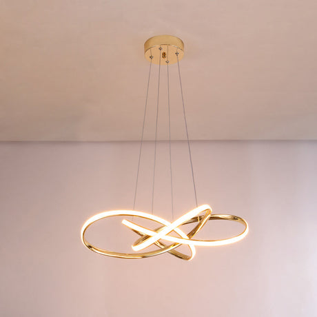 Gold Plated Pendant Chandelier: Minimalistic Metal Led Suspension Light For Restaurants