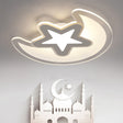 Crescent And Star Led Cartoon Ceiling Light For Children’s Room In White / 16.5’ Inner Warm Outer