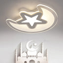 Crescent And Star Led Cartoon Ceiling Light For Children’s Room In White / 16.5’ Inner Warm Outer