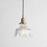 Nautical 1-Light Clear Glass Pendant Lamp With Brass Finish For Restaurants