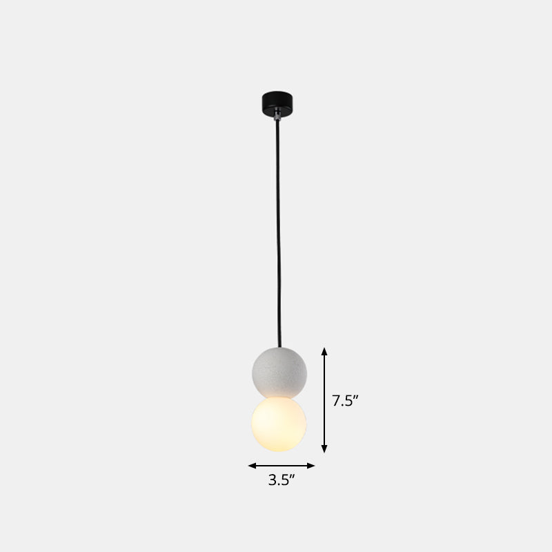 Gourd Shaped Terrazzo Hanging Lamp With Opal Glass Shade