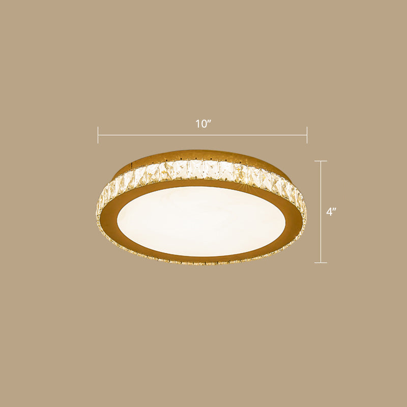 Prismatic K9 Crystal Ceiling Light: Elegant White Flush Mount Led For Bedroom