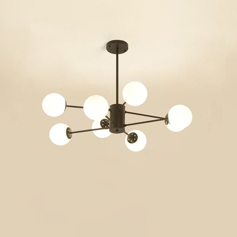 Opal Glass Radial Chandelier - Postmodern Style Pendant Light For Living Room 8 / Black