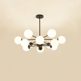 Opal Glass Radial Chandelier - Postmodern Style Pendant Light For Living Room 12 / Black